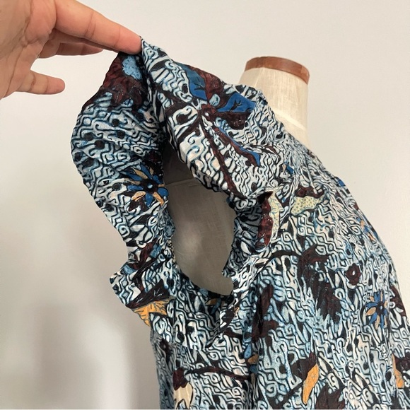 Ulla Johnson Blue print bohemian summer cotton top size 8 preowned - Picture 2 of 8